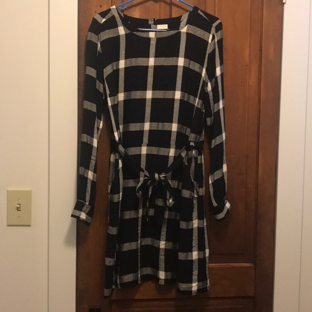 A New Day Black:White Checkered Dress with Gold